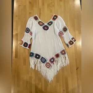 Bohemian White Crochet Fringe Top